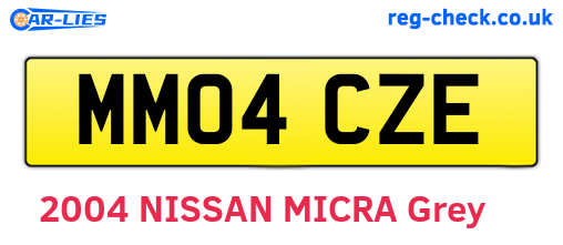 MM04CZE are the vehicle registration plates.