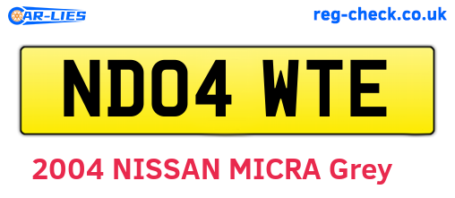 ND04WTE are the vehicle registration plates.