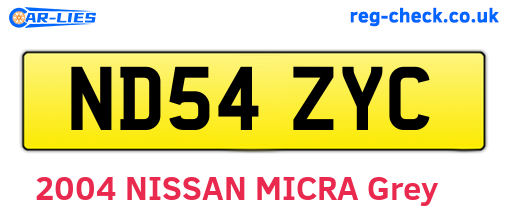 ND54ZYC are the vehicle registration plates.