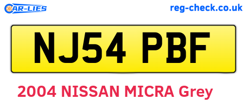 NJ54PBF are the vehicle registration plates.