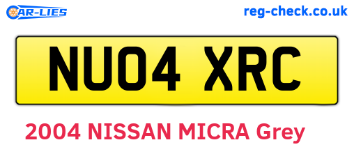 NU04XRC are the vehicle registration plates.