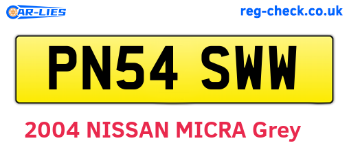 PN54SWW are the vehicle registration plates.