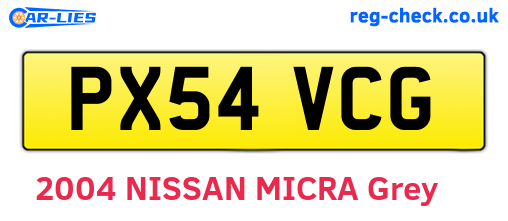PX54VCG are the vehicle registration plates.