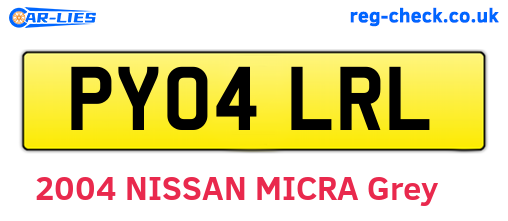 PY04LRL are the vehicle registration plates.