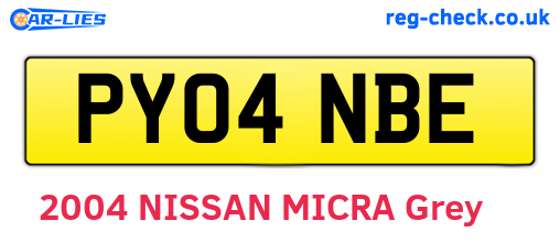 PY04NBE are the vehicle registration plates.