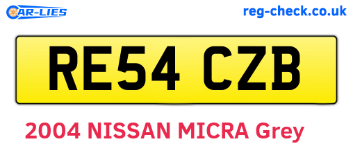 RE54CZB are the vehicle registration plates.