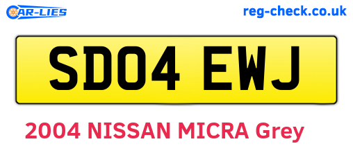 SD04EWJ are the vehicle registration plates.