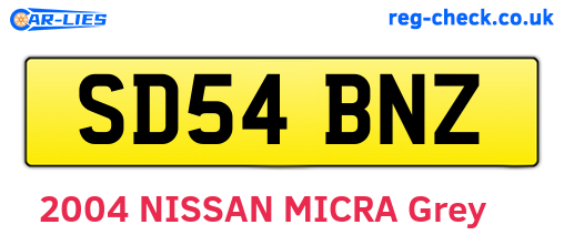 SD54BNZ are the vehicle registration plates.