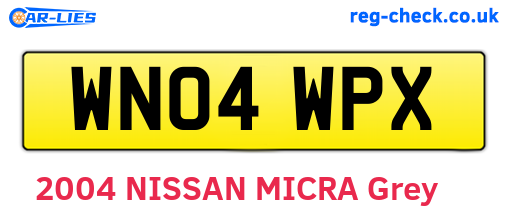 WN04WPX are the vehicle registration plates.