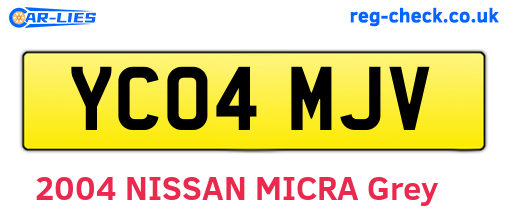 YC04MJV are the vehicle registration plates.
