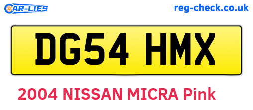 DG54HMX are the vehicle registration plates.