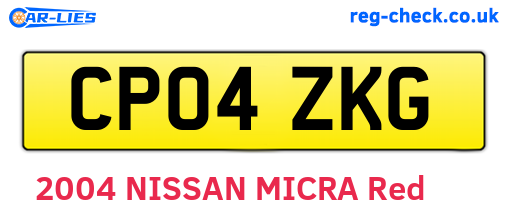 CP04ZKG are the vehicle registration plates.