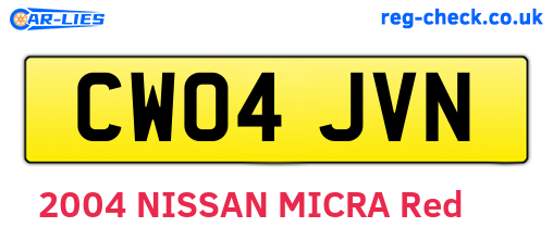 CW04JVN are the vehicle registration plates.