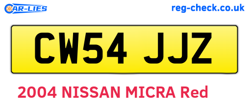 CW54JJZ are the vehicle registration plates.