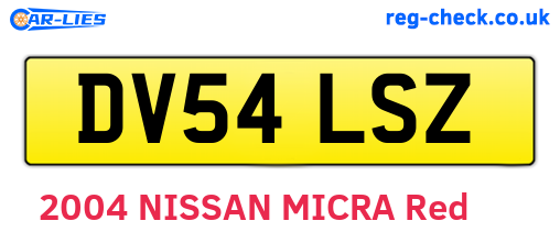 DV54LSZ are the vehicle registration plates.