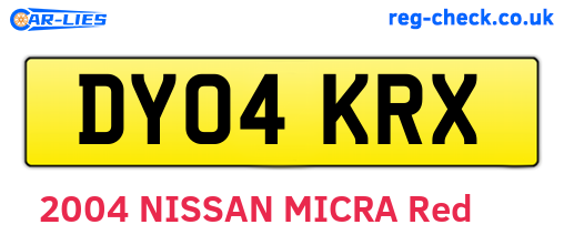 DY04KRX are the vehicle registration plates.
