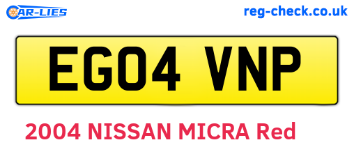 EG04VNP are the vehicle registration plates.