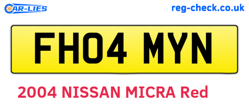 FH04MYN are the vehicle registration plates.