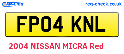 FP04KNL are the vehicle registration plates.