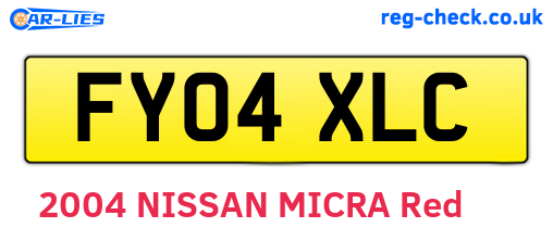 FY04XLC are the vehicle registration plates.
