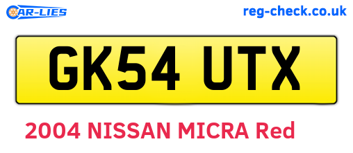 GK54UTX are the vehicle registration plates.