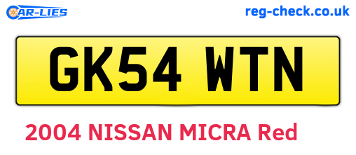 GK54WTN are the vehicle registration plates.