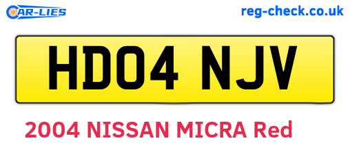 HD04NJV are the vehicle registration plates.