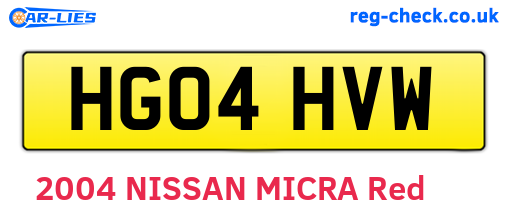 HG04HVW are the vehicle registration plates.