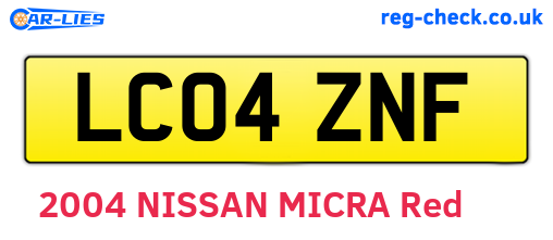LC04ZNF are the vehicle registration plates.