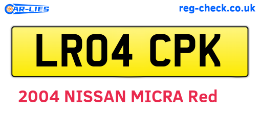 LR04CPK are the vehicle registration plates.