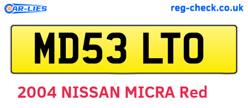 MD53LTO are the vehicle registration plates.
