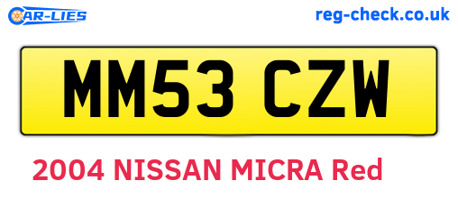 MM53CZW are the vehicle registration plates.