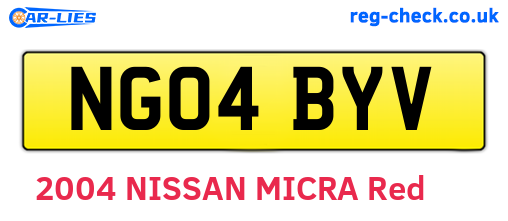 NG04BYV are the vehicle registration plates.
