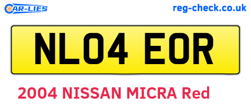 NL04EOR are the vehicle registration plates.