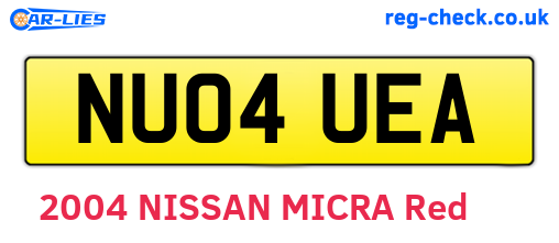 NU04UEA are the vehicle registration plates.