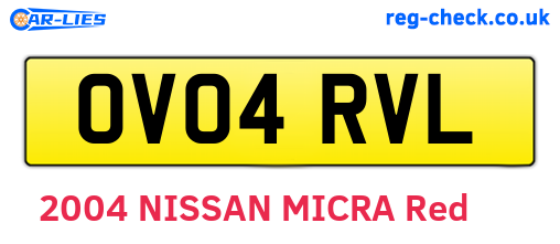 OV04RVL are the vehicle registration plates.
