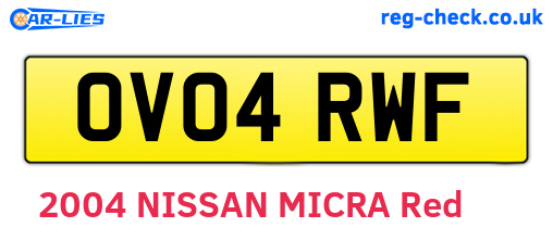OV04RWF are the vehicle registration plates.