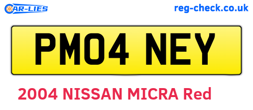 PM04NEY are the vehicle registration plates.