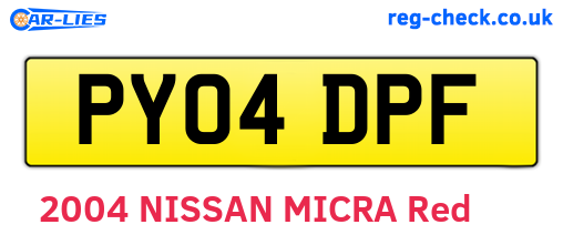 PY04DPF are the vehicle registration plates.