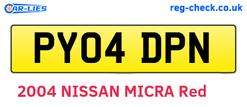 PY04DPN are the vehicle registration plates.