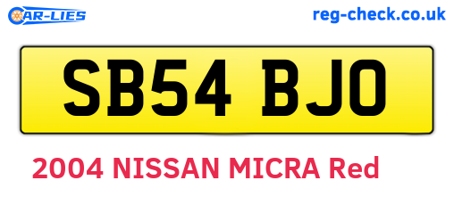 SB54BJO are the vehicle registration plates.