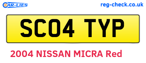 SC04TYP are the vehicle registration plates.
