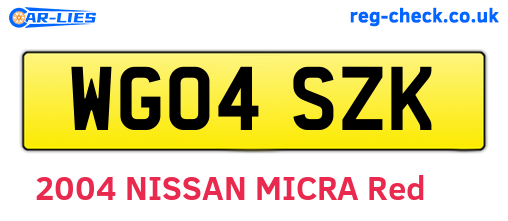 WG04SZK are the vehicle registration plates.