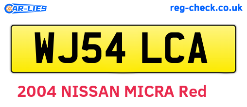 WJ54LCA are the vehicle registration plates.