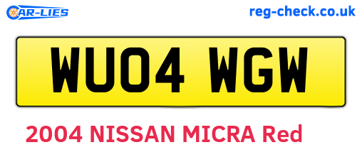 WU04WGW are the vehicle registration plates.