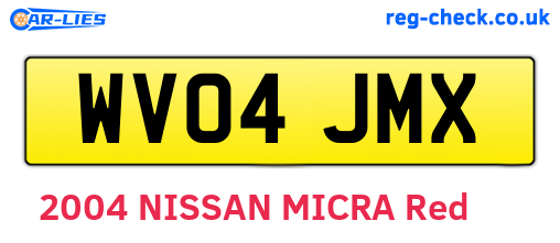 WV04JMX are the vehicle registration plates.