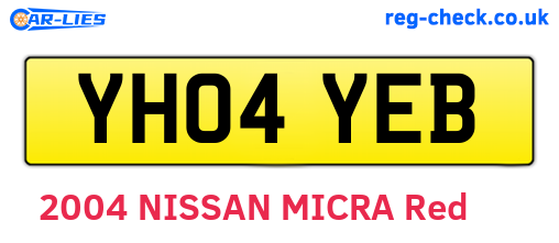 YH04YEB are the vehicle registration plates.