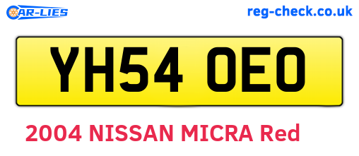 YH54OEO are the vehicle registration plates.