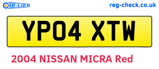 YP04XTW are the vehicle registration plates.
