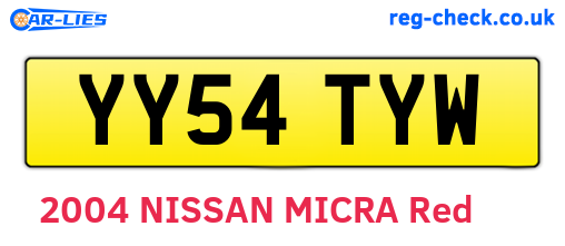 YY54TYW are the vehicle registration plates.